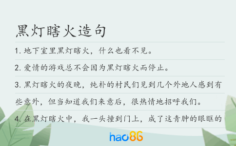 黑灯瞎火造句