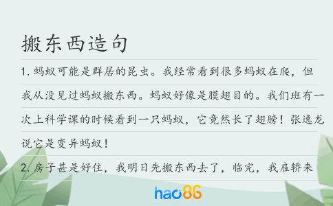 搬东西造句