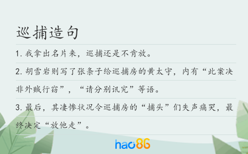 巡捕造句