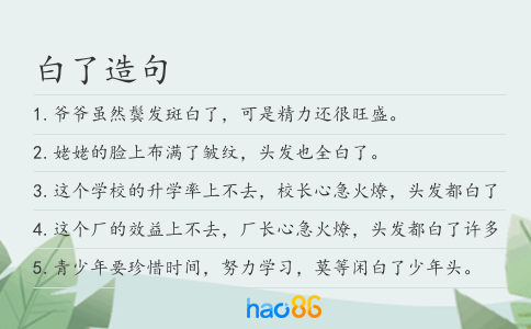 白了造句