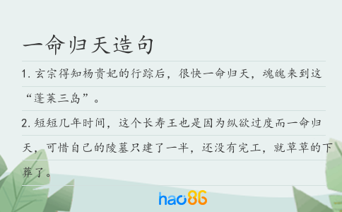 一命归天造句