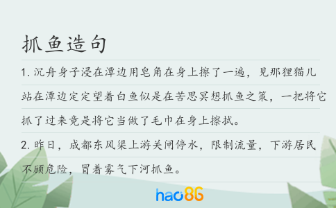 抓鱼造句