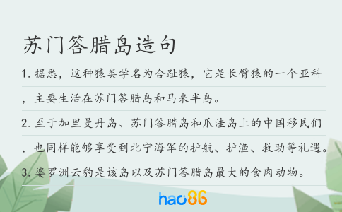 苏门答腊岛造句