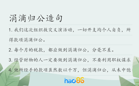 涓滴归公造句