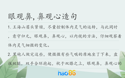 眼观鼻,鼻观心造句