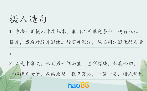 摄人造句