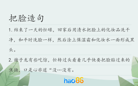 把脸造句