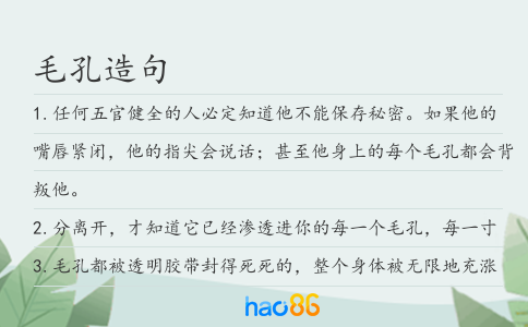 毛孔造句