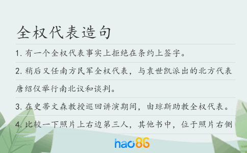 全权代表造句