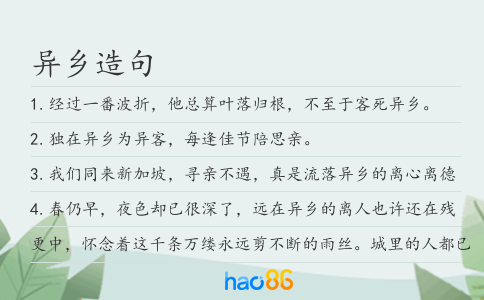 异乡造句