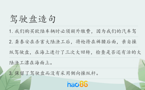 驾驶盘造句