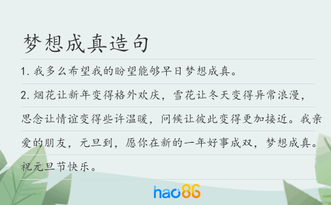 梦想成真造句