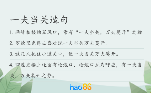 一夫当关造句