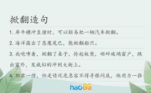 掀翻造句