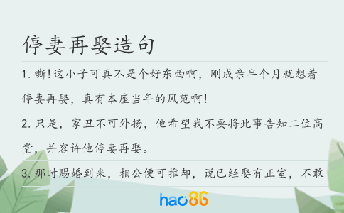 停妻再娶造句
