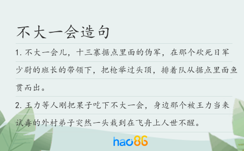 不大一会造句