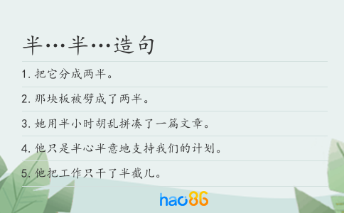 半…半…造句