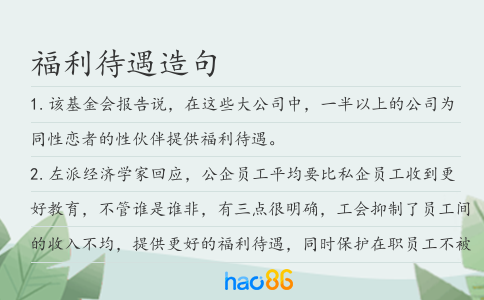 福利待遇造句