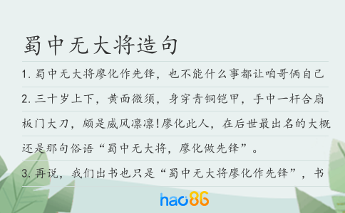 蜀中无大将造句