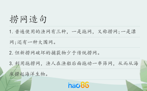 捞网造句