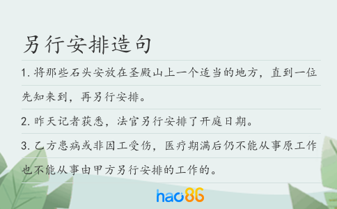另行安排造句