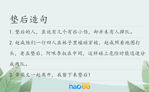 垫后造句