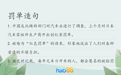 罚单造句