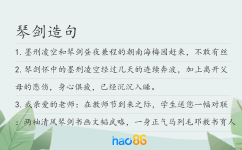 琴剑造句