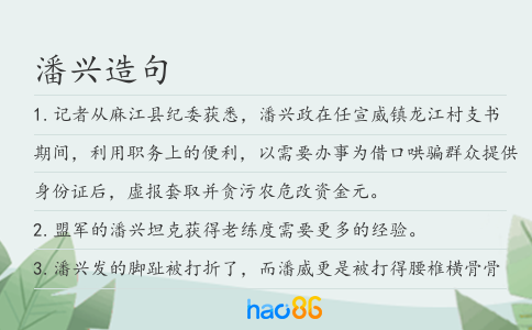 潘兴造句