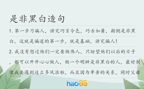 是非黑白造句