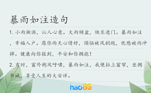 暴雨如注造句