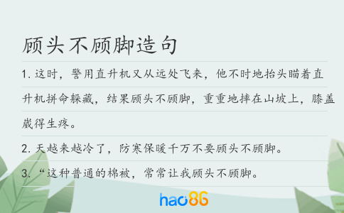 顾头不顾脚造句
