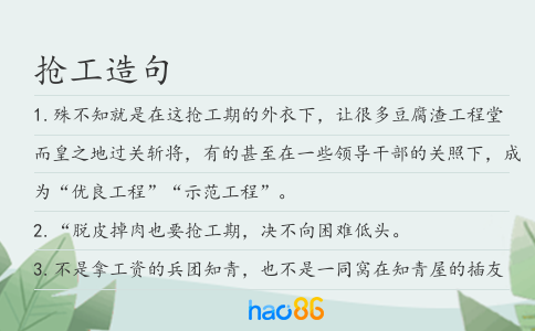 抢工造句