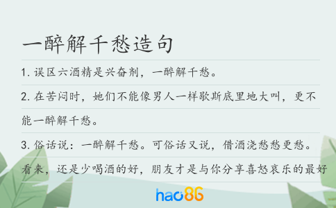 一醉解千愁造句