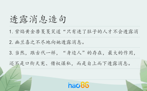 透露消息造句
