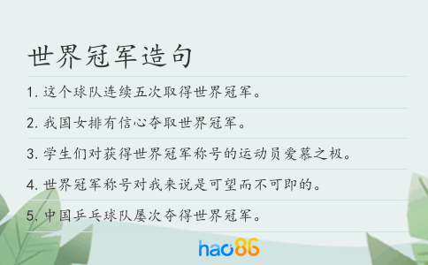 世界冠军造句