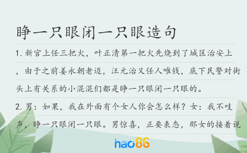 睁一只眼闭一只眼造句