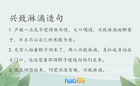 兴致淋漓造句