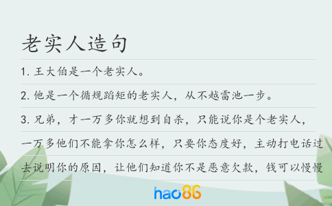 老实人造句