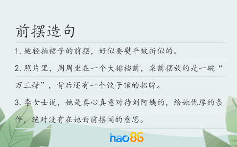 前摆造句