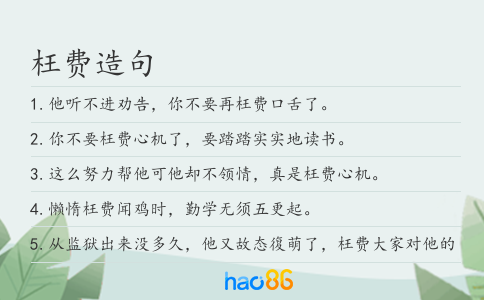 枉费造句