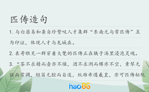 匹俦造句