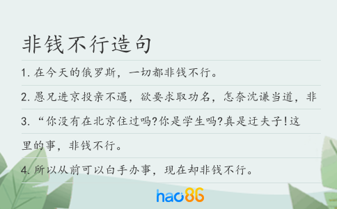 非钱不行造句