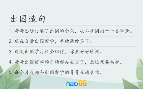 出国造句
