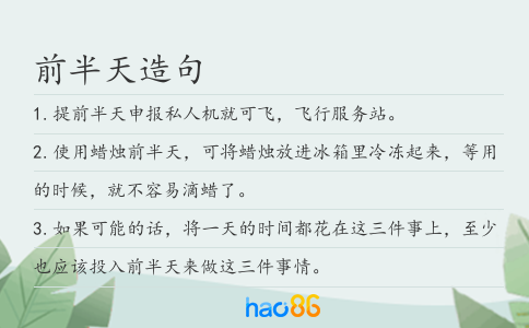 前半天造句