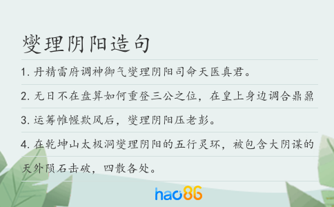 燮理阴阳造句