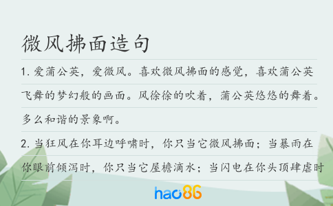 微风拂面造句