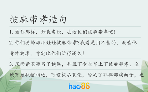 披麻带孝造句