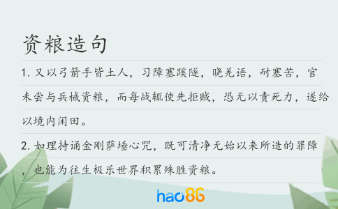 资粮造句