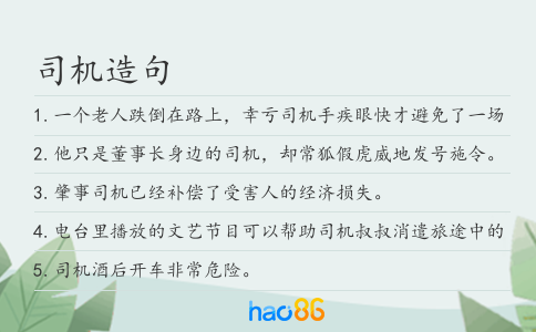 司机造句
